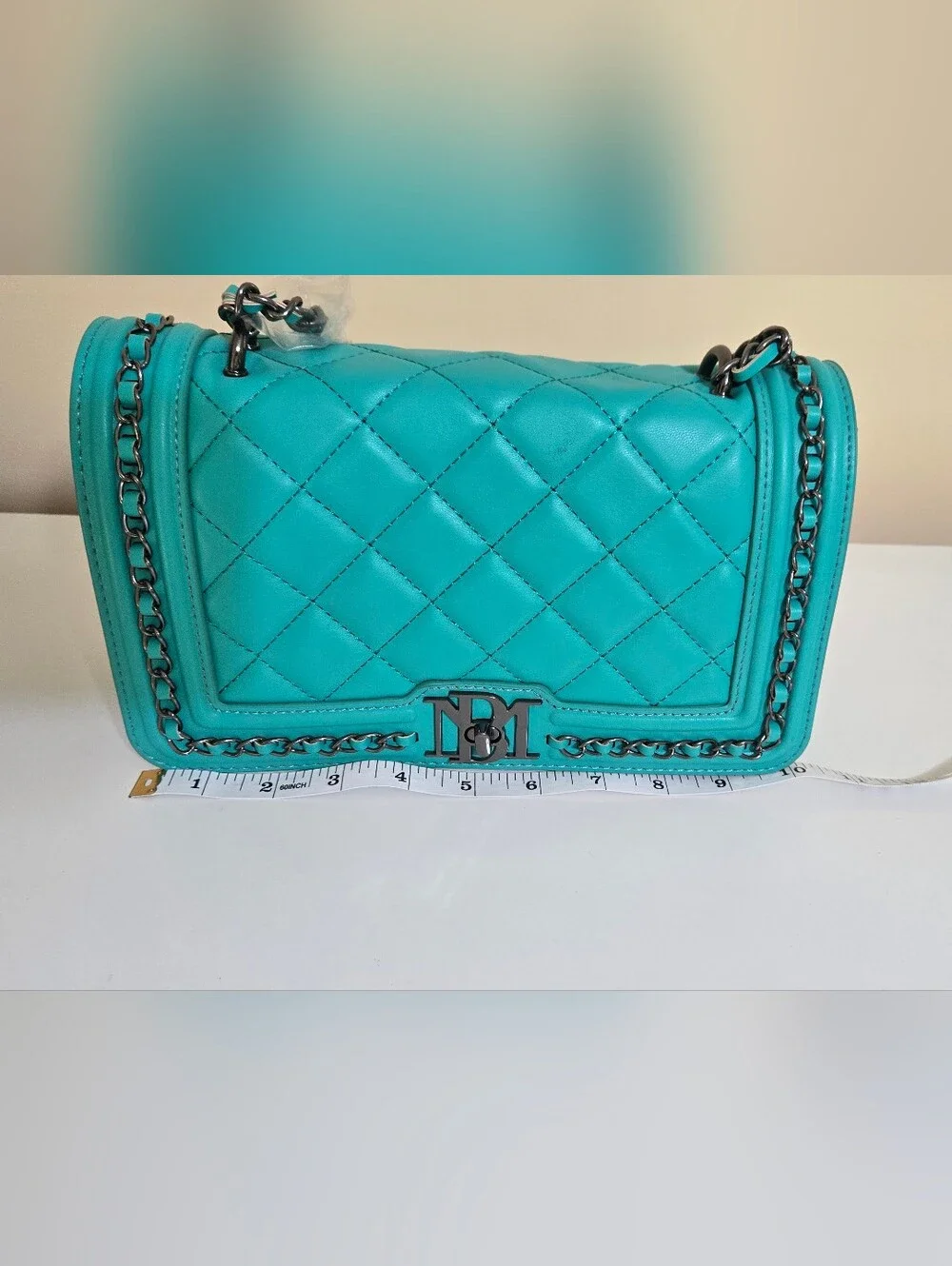Badgley Mischka Quilted Crossbody Bag in Teal Green